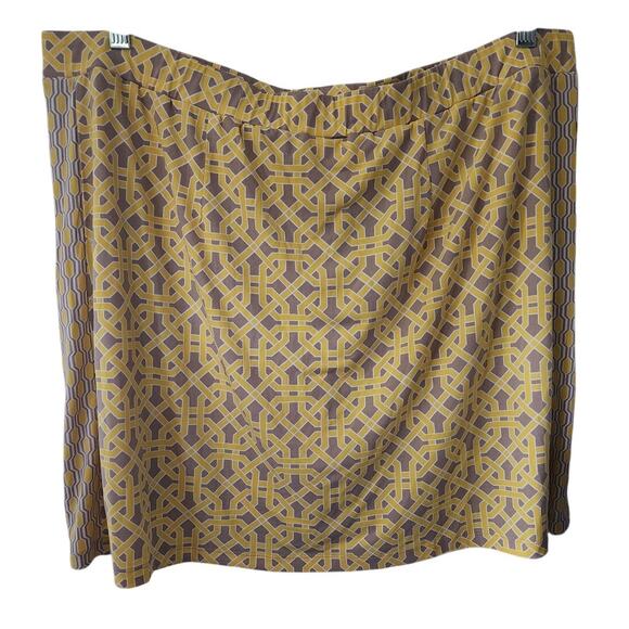 Susan Graver Yellow Tan Skirt Liquid Knit Trellis Print Size XL - Picture 2 of 6